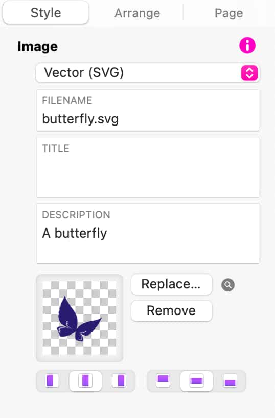 The vector image settings